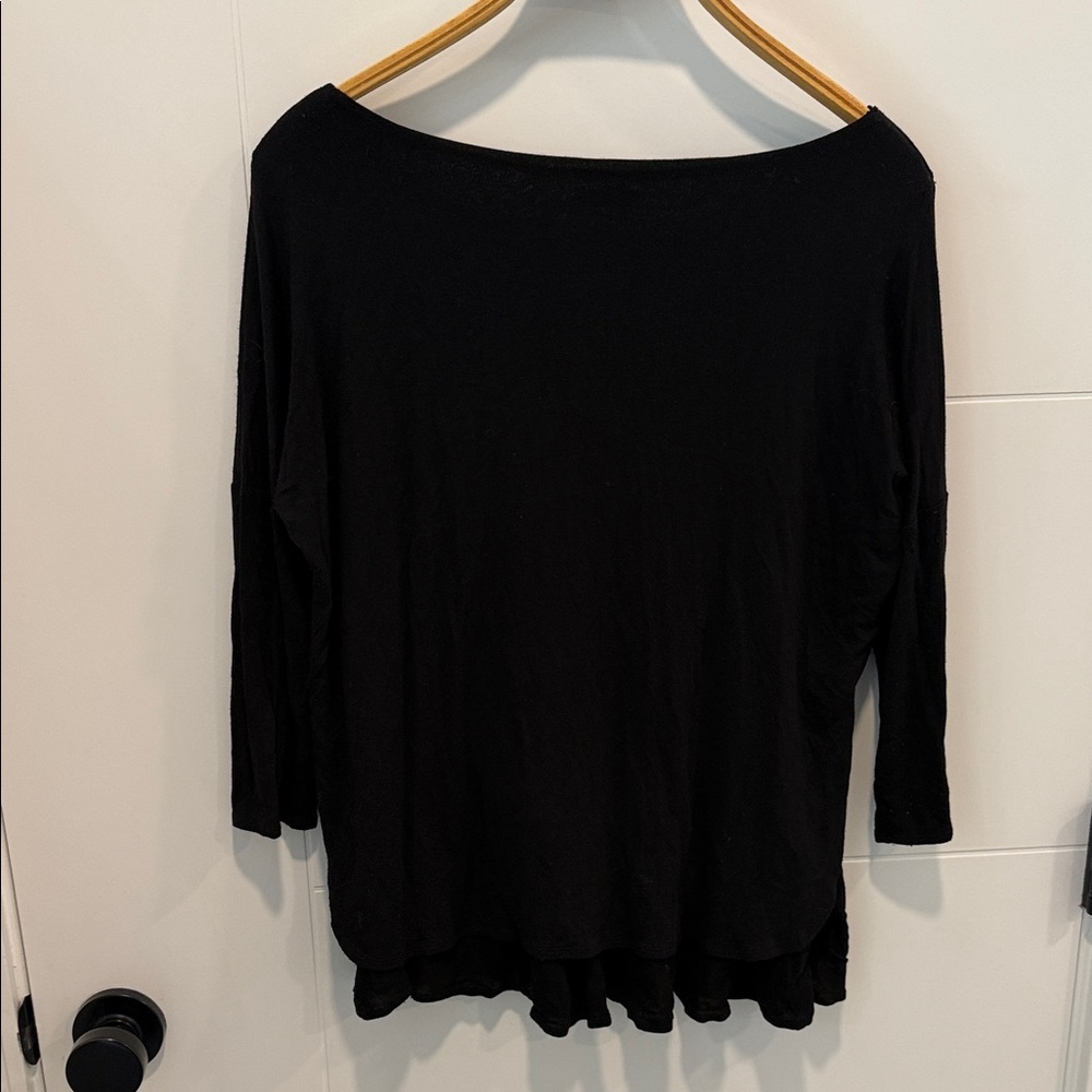 Kimichi Blue Black Women's Boatneck Long Sleeve Top size small